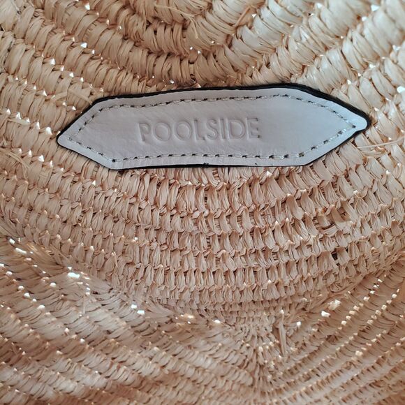 Poolside Women’s Tote Large Beige Raffia Leather Heart Shoulder Crossbody Bag - Picture 7 of 8